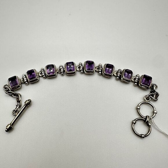 Genuine amethyst, stamped .925 heavy tennis bracelet! - Picture 9 of 9